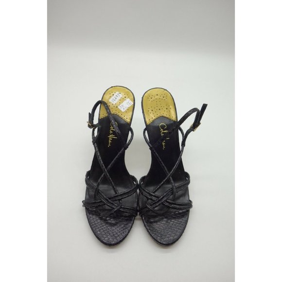 Cole Haan Air Black Snakeskin Print Buckle Slingback High Sandals Women's 7.5 B - Picture 2 of 11